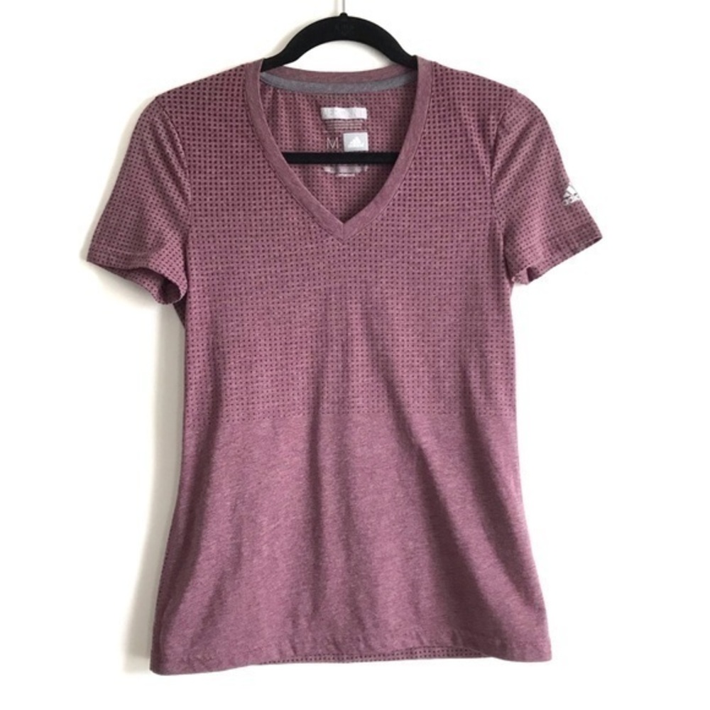 Adidas Burgundy V-Neck Short Sleeve Climacool Aeroknit Top size medium